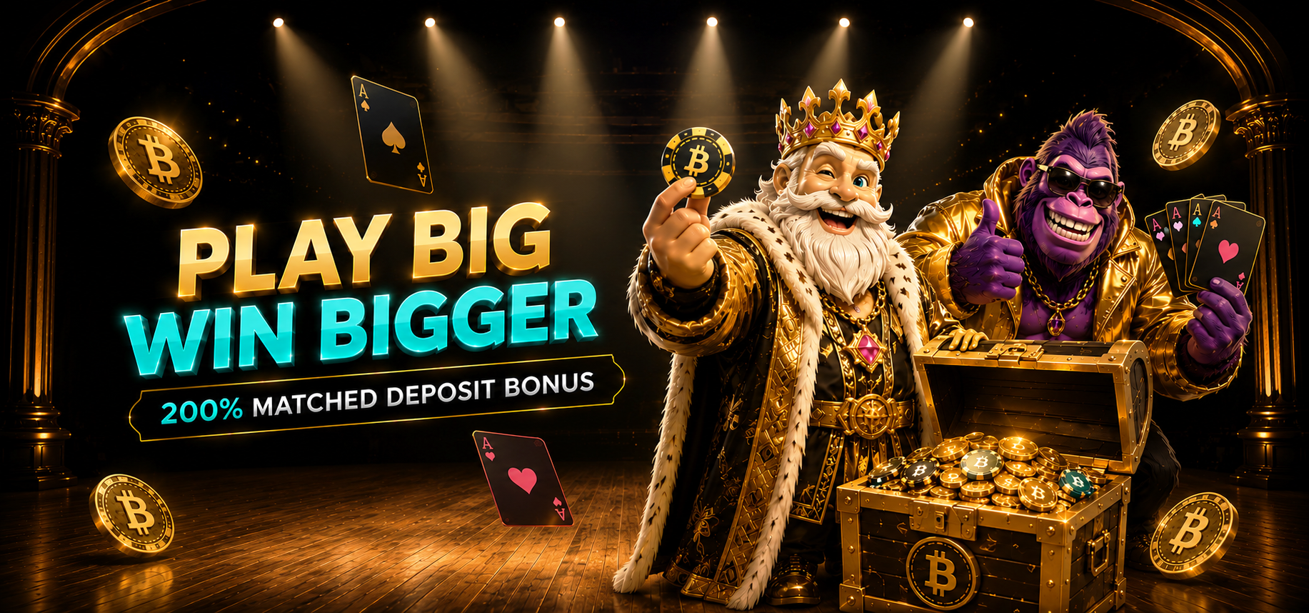 Play big, win bigger — 200% matched deposit bonus